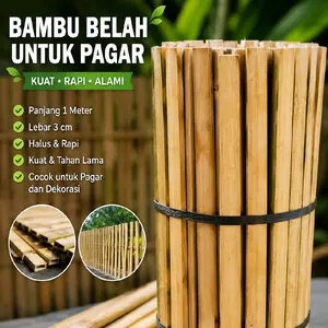 Bambu Belah untuk Pagar Kuat Rapi Alami Panjang 1 Meter Lebar 3 cm | 3pcs |