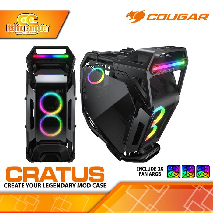 Gambar CASING COUGAR CRATUS - Mid Tower E-ATX Case Tempered Glass (Free 3x ARGB Fan) dari Techno Computer Bali Kota Denpasar Tokopedia