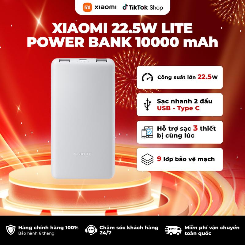 Sạc Dự Phòng Xiaomi Power Bank 10000mAh 22.5W Lite GL | Sạc Nhanh | Sạc Cùng Lúc Nhiều Thiết Bị | Bảo Hành 12 Tháng