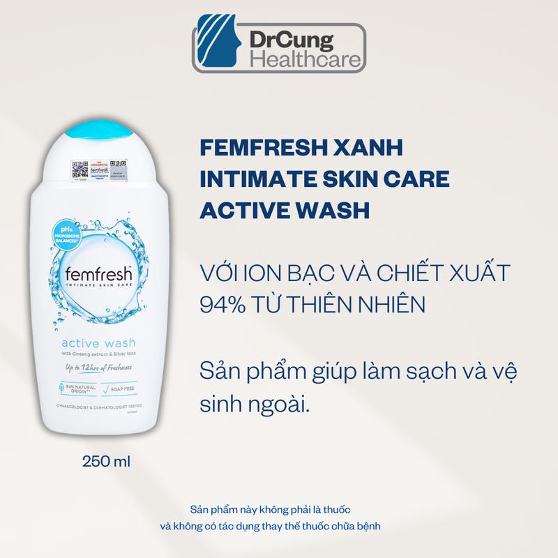 Dung dịch vệ sinh Femfresh chai 250ml màu xanh Rửa vệ sinh hàng ngày dành cho người lớn chứa ion bạc khử mùi