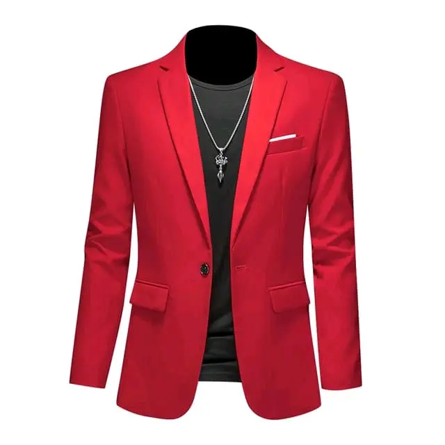 jas blazer nikahan jas kerja jas kantoran jas wedding blazer formal Slimfit Pria Casual Kancing satu 0