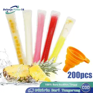 200pcs Plastik Es Lilin Ziplock Panjang 5.5 X 28 cm Stick Ice Bags Klip Plastik Es Mambo Homemade Ice Pack