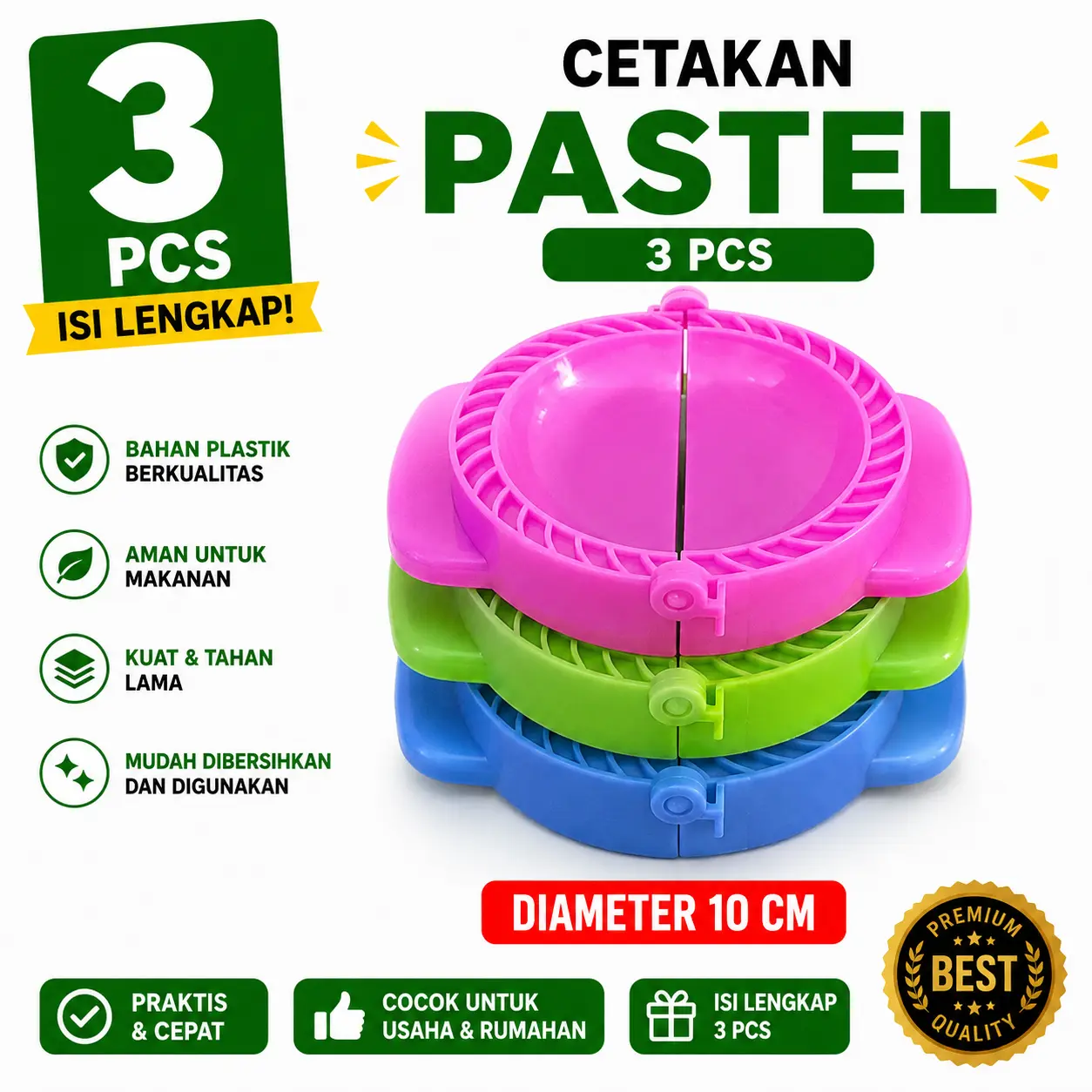 Cetakan Kue Pastel 3 Pcs Diameter 10 Cm Warna Cerah Cocok Untuk Membuat Kue Pastel Anda