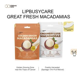 LIPBUSYCARE Macadamia Duo Flavor: Original + Creamery Luxe 300g - Handpicked 24mm+ Nuts w/Opener