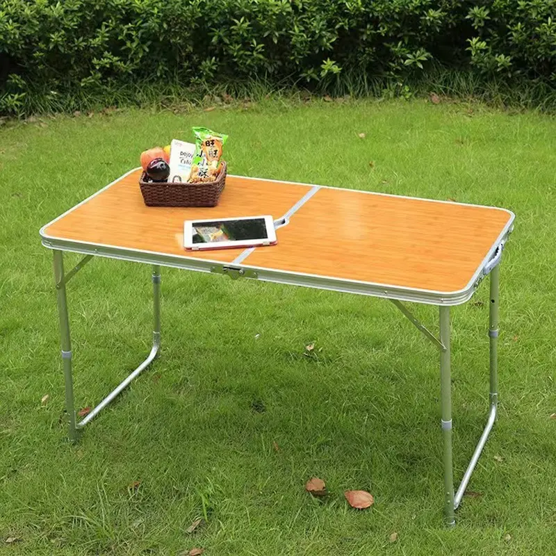Meja Lipat Portable Meja Kerja 120x60 CM Meja Camping Outdoor Serbaguna Model Kaki Bulat Dan Kaki Kotak Petak Ketinggian Bisa Diatur