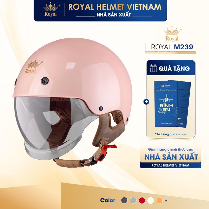   LIVE  Mũ Bảo Hiểm royal M239 Trơn 1 2 Đầu có Kính Âm nón Bảo Hiểm Cho Nam Nữ Đi Xe Máy Nhiều Kích Cỡ | Trực tiếp từ NSX 