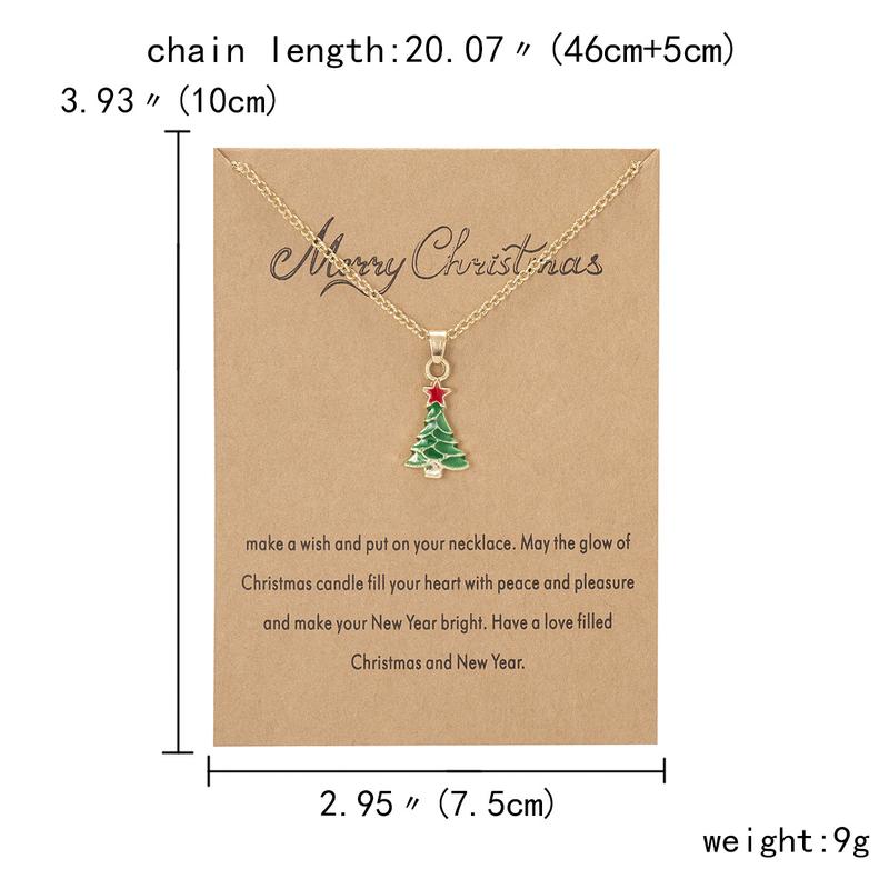 Product Introduction of Fashion Christmas Tree Christmas Snowman Christmas Wish Painting Oil Paper Card Necklace Female Accessories 15