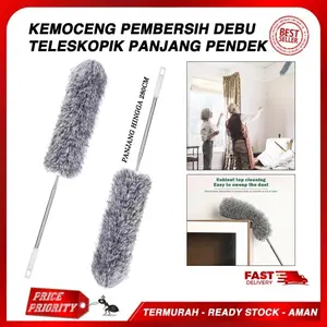 Kemoceng Bulu Microfiber Gagang Panjang 280cm Teleskopik Alat Pembersih Debu Mobil, Plafon, Lemari, lampu hias