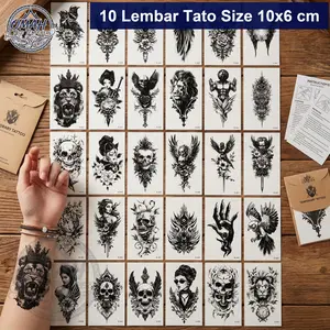 10 Lembar Tato Tattoo Temporary Temporer 3D Aesthetic Waterproof Anti Air Serie TCK Size 10x6 cm