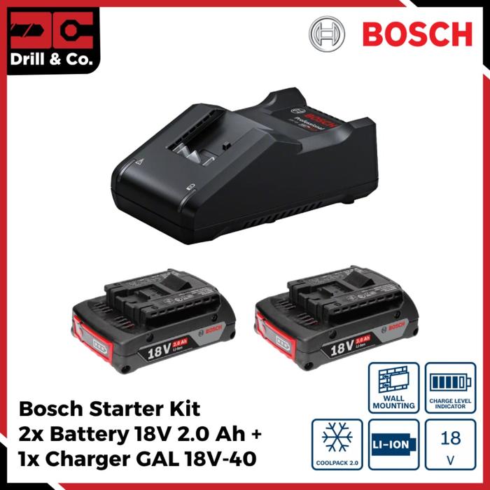 Gambar Bosch Starter Cordless 18 V Kit Set 2.0Ah dari Drill&Co Kota Administrasi Jakarta Barat Tokopedia