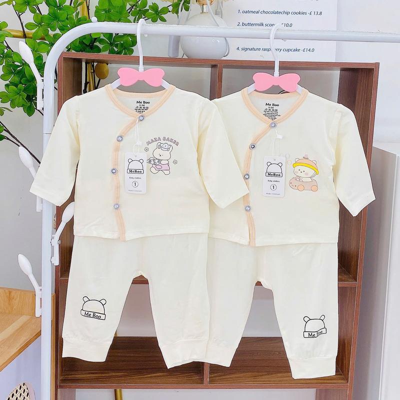 Combo 3-5 Bộ Quần Áo Dài Tay Sơ Sinh Khuy Cài Chéo Petit – Vải Thun Mềm Mặc Thu Đông Cho Bé Đến 9kg Nghekids