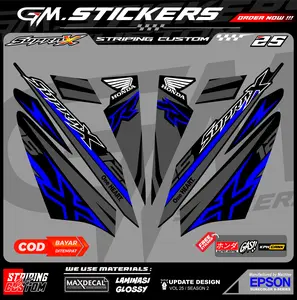 STRIPING STIKER VARIASI HONDA SUPRA X 125 KARBU 2008-2012 SUPRA KPH MOTIF SIMPLE K41