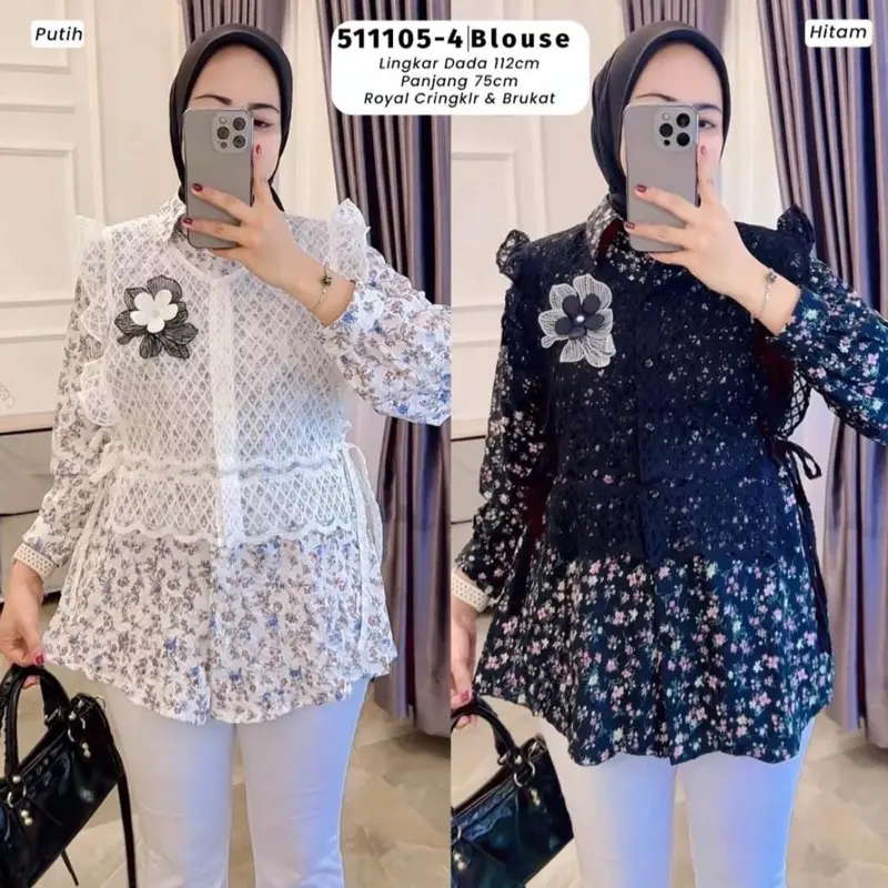 Atasan blouse kemeja Terbaru New set rompi 2 in 1