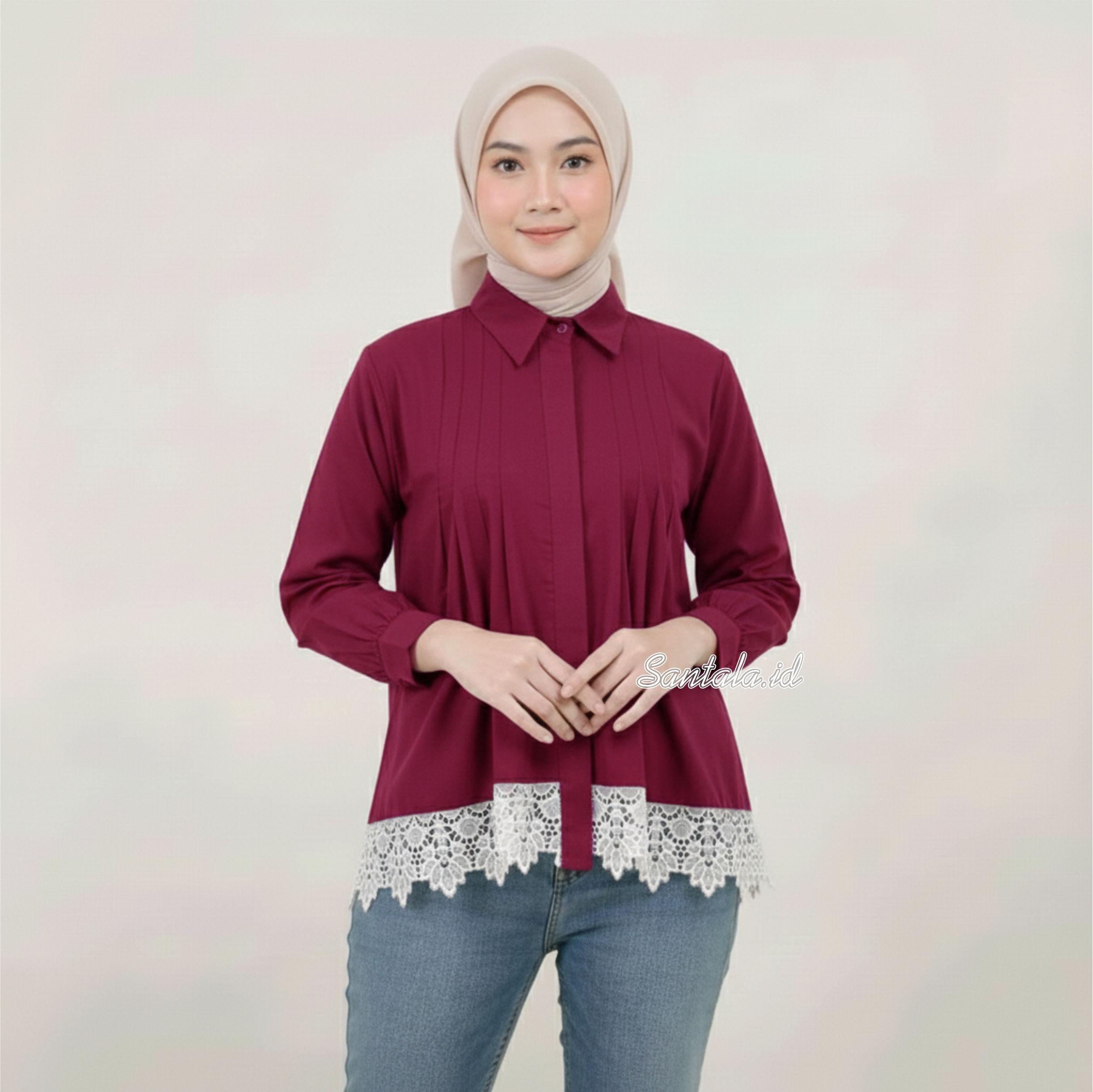 Jema Basic Blouse Atasan Wanita Bahan Halus Lembut Dengan Detail Brukat Import Elegan LD Allsize 105 cm LD Jumbo 115 cm Jema Basic Blouse Atasan Wanita Bahan Halus Lembut Dengan Detail Brukat Import Elegan LD Allsize 105 cm LD Jumbo 115 cm