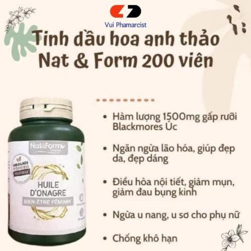 Viên Uống Tinh Dầu Hoa Anh Thảo Nat&Form Huile D’Onagre - Pháp Hỗ Trợ Nội Tiết Tố Nữ Lọ 200 Viên(Nội Địa)