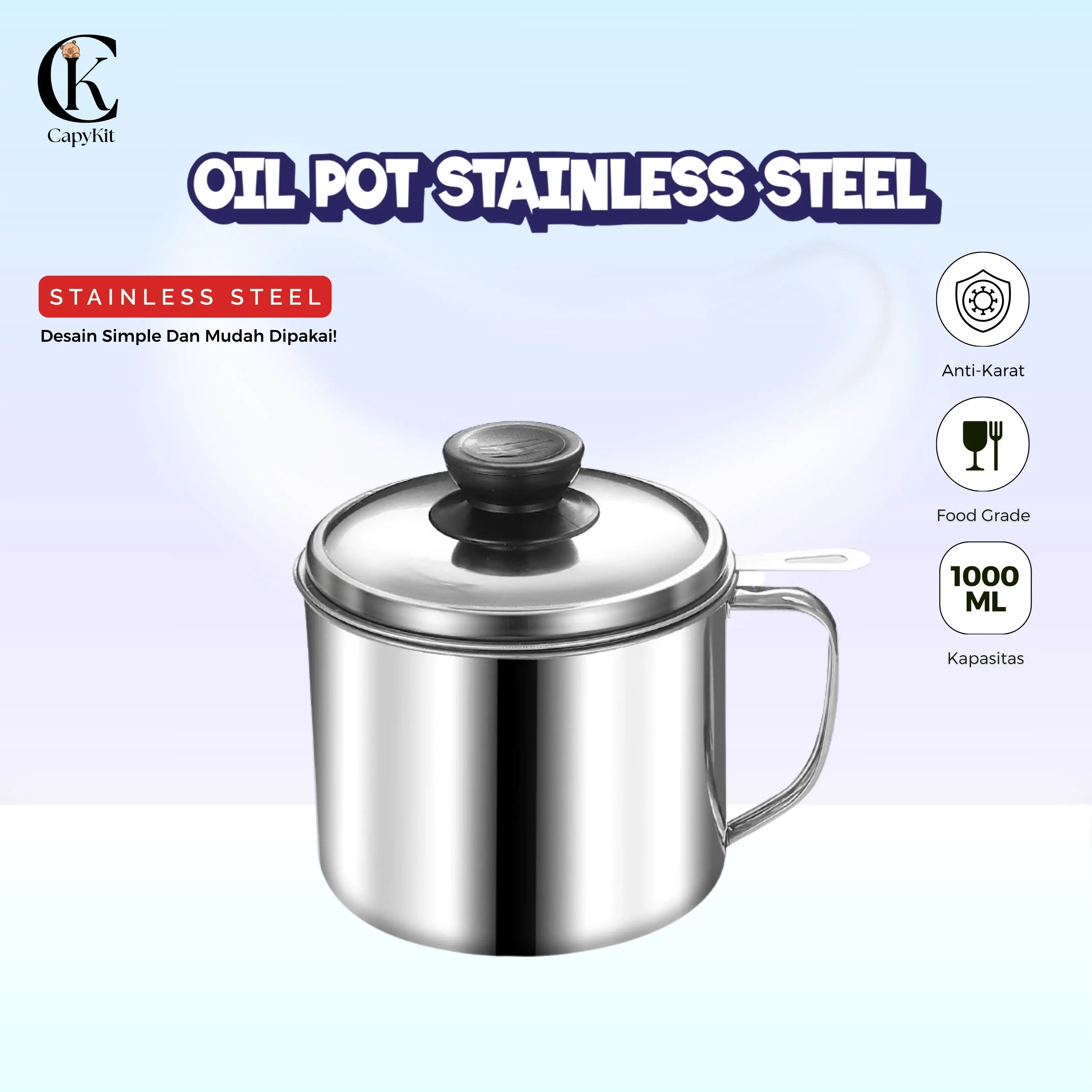 Capykit Oil Pot Saringan Minyak/Wadah Penyaring Minyak Goreng [Tempat Penyimpanan Minyak Sisa] VS-1849