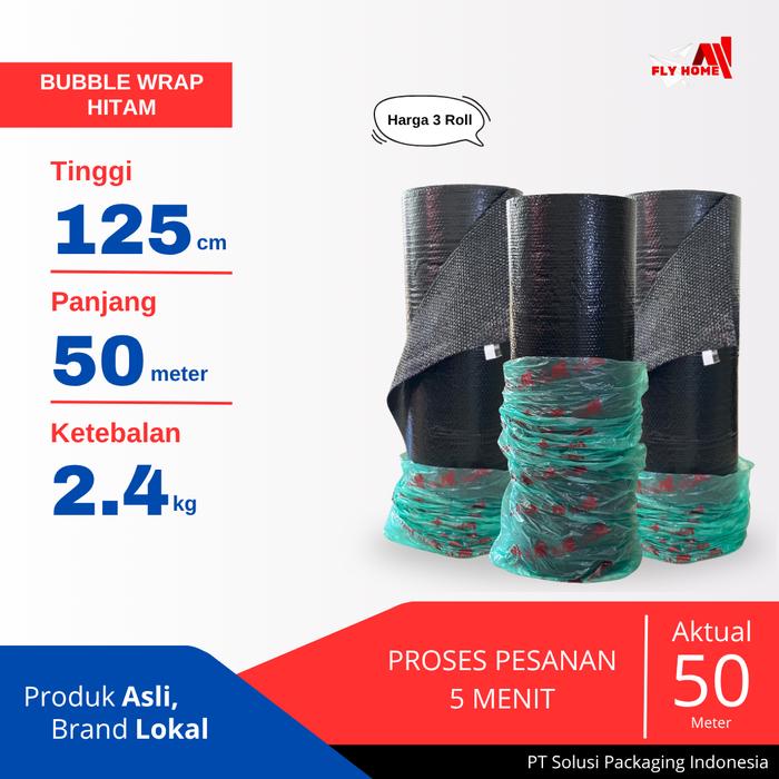 Gambar FLYHOME Bubble wrap hitam 3 roll 2,4kg bubblewrap 125x50meter Instan - 3 hitam dari Flyhome Brand Lokal Kota Depok Tokopedia