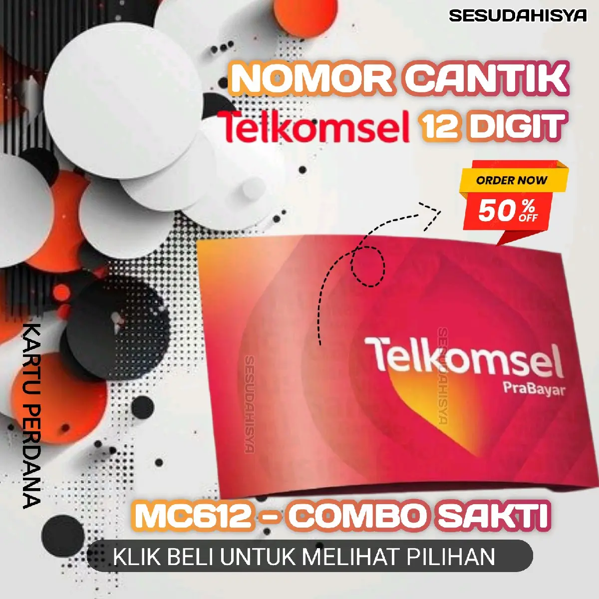 NOMOR CANTIK 12 ANGKA KARTU PERDANA TELKOMSEL MC612 COMBO SAKTI AABBCC RAPI - BISA DIGUNAKAN DI SELURUH INDONESIA
