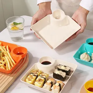 Piring makanan 2in1 / Elegan & Serbaguna / Piring 2in1 Tempat Saus dan Makanan Ringan