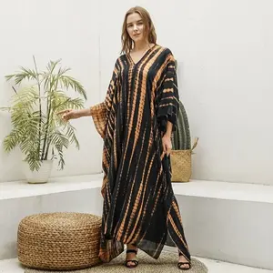 Madhumati.id Kaftan Shibori Wanita Tie Dye Bali Rayon Premium V-Neck Handmade All Size Bahan Lembut Adem Cocok untuk Sehari-hari dengan Pewarnaan Tie-dye dan Desain V-neck Elegan