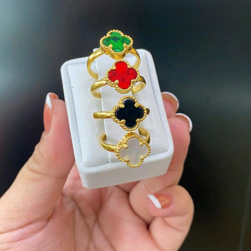Nhẫn Cỏ 4 Lá Đen_Đỏ_Trắng_xanh lá_ vàng Đồng vàng