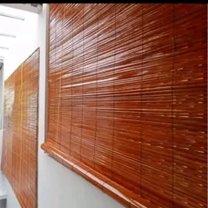 Tirai bambu plitur vernis size lebar 2m x tinggi 2m lengkap tali penggulung dan ring kerekan