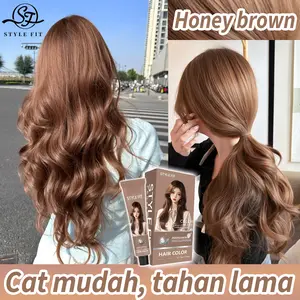 【Semir rambut no bleaching】STYLE FIT Pewarna rambut Honey brown*200ml semir rambut peranen anti luntur（cat rambut,pewarna rambut,cat rambut coklat,ash blonde,brown hair,cat rambut ash brown,hitam,dye）topi highlight rambut