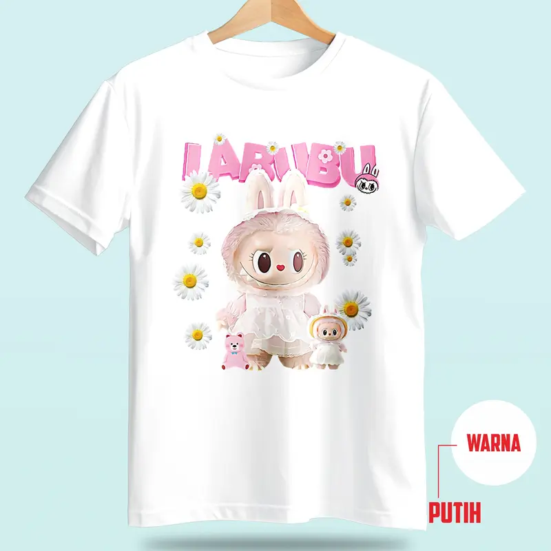 Baju Kaos couple untuk Anak dan Dewasa Labubu Bunga Premium Katun Combed 30s untuk Anak dan Dewasa, Usia 3-11 Tahun, Distro Fashion Wanita Keluarga Pasangan Motif Cewek Atasan Ibu Pendek Oblong baju labubu Setelan Panjang Sarimbit 6