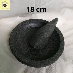 Cobek batu asli 18.cm 1.set termurah asli bogor batu gunung pancar
