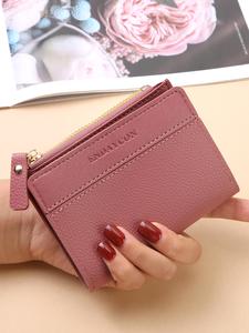Cartera pequeña y elegante para mujer con patrón de letras, diseño portátil y ligero, ventana para identificación, porta tarjetas de crédito, regalo ideal para ella
