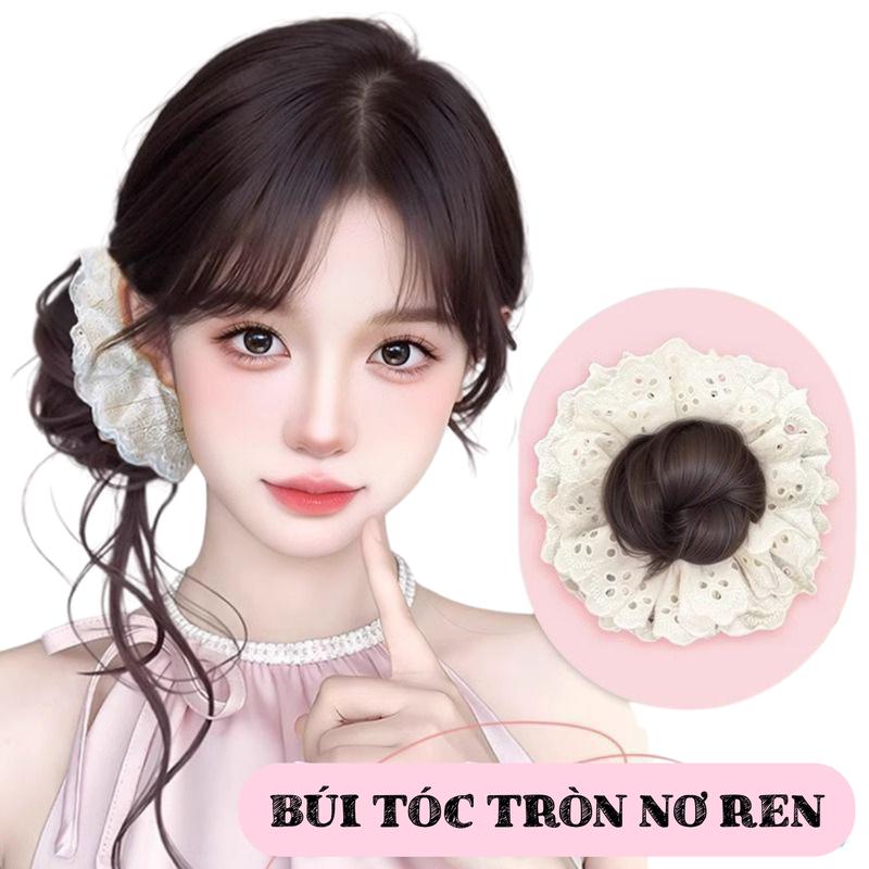 Búi Tóc Giả Hoa Ren Cao Cấp Vòng Cột Tóc Búi Hoa Ren Có Râu Tạo Kiểu Tóc Nữ Dễ Thương MN16