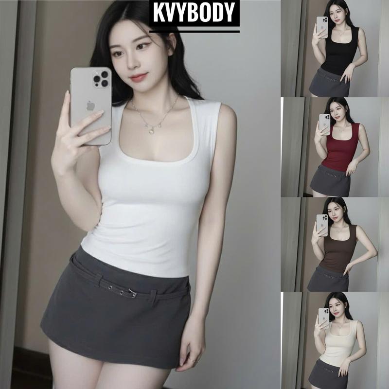  Áo cổ vuông sát nách KVYBODY A58 chất thun cotton borip lụa dày mịn co giãn thích hợp mặc ở nhà đi chơi đi du lịch 
