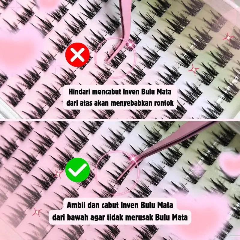 [ BIG SIZE TANPA LEM ] H004 Bulu Mata Palsu LANGSUNG TEMPEL INVEN Premium Eyelash CAT EYE kode : H004 FREE PINSET / Tweezer hasil natural bulumata extensions bulu mata 4