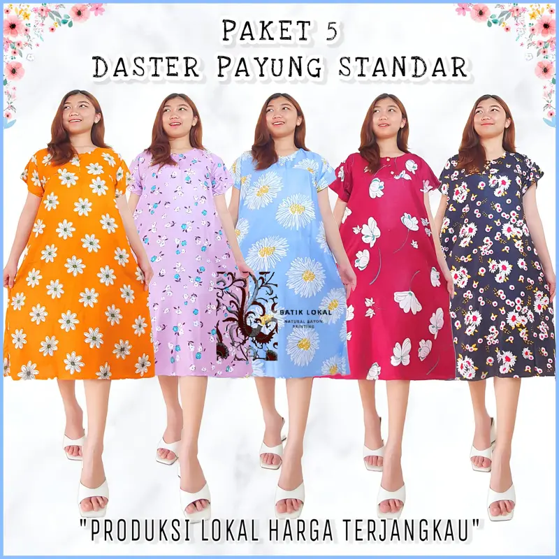 Paket Usaha 5 Daster Payung LD 110 Max BB 70 Kg Bahan Rayon Adem Nyaman Di Pakai Busui 0