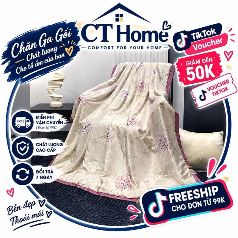 Chăn Hè Lụa Thái Mỏng Mềm Mịn Mát Kích Thước 2mx2m3,Chăn Lụa Thái Hàng Đẹp Có Sẵn