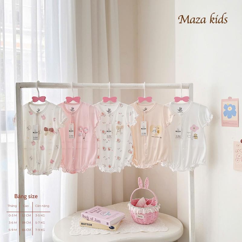 BD32. Body chip bodysuit bé gái Mazakids tay nhúm bèo chất petit mềm mịn thoáng…
