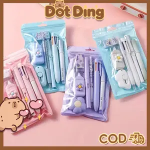 [COD] 7-Piece-Set Atk Kantor Pulpen Stabilo Pengjapus Tip Komplit Cutter Hadiah Sekolah Anak Set Stationery