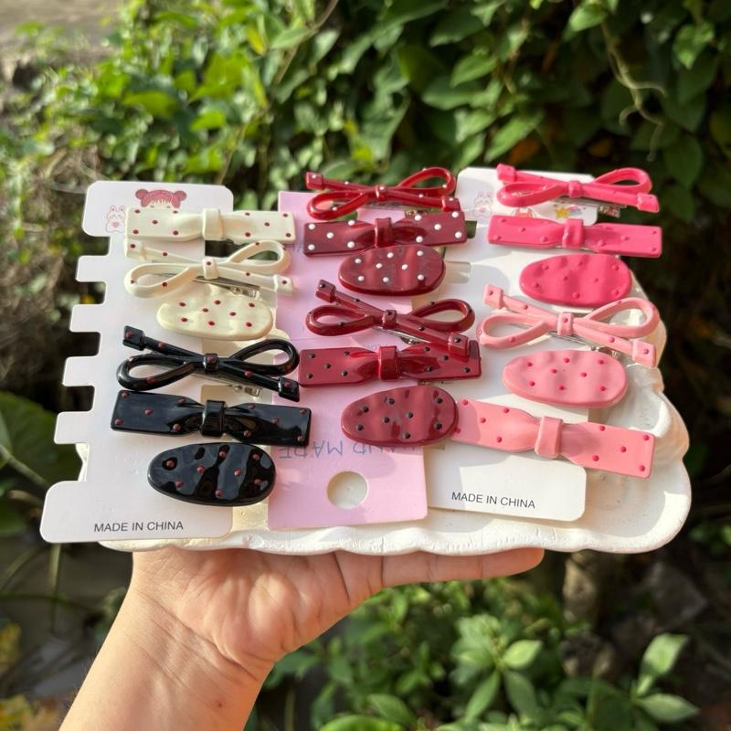 Sanrio Bộ Quà Tặng Combo 16 Kẹp Tóc Hình Bầu Dục Màu Xanh Sữa Chấm Bi Hồng Mùa Xuân Hè Nơ Đa Năng Phụ Kiện Tóc Thời Trang day cot toc lo xo