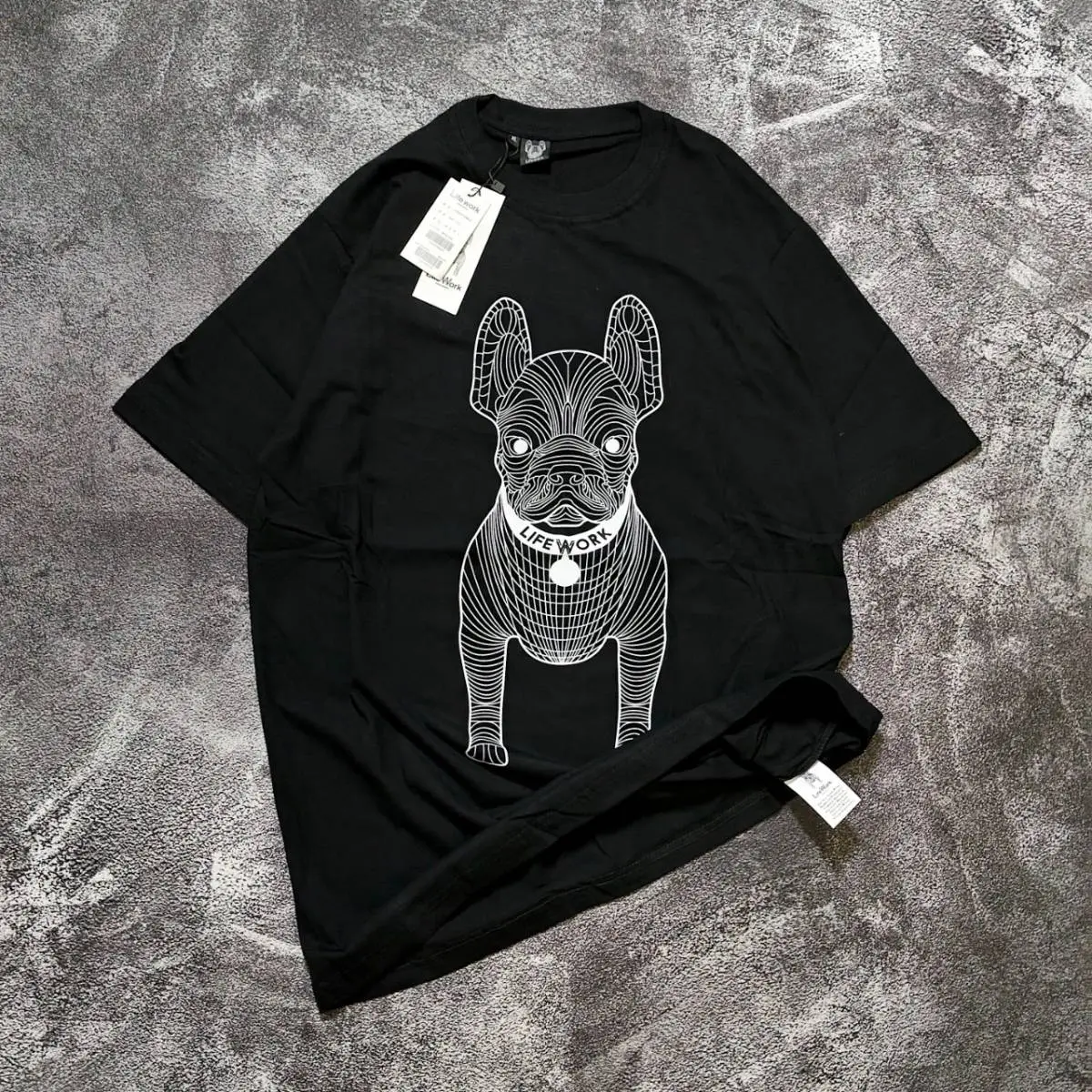 T-shirt Kaos Pria Wanita Bulldog Motif Sketsa LIFEWORK Kaos Premium Distro Full Tag/Kaos Unisex Pria Wanita Dewasa T-shirt Lifework Radog 24s Oblong Baju Cowok Atasan Sablon Keren Surfing