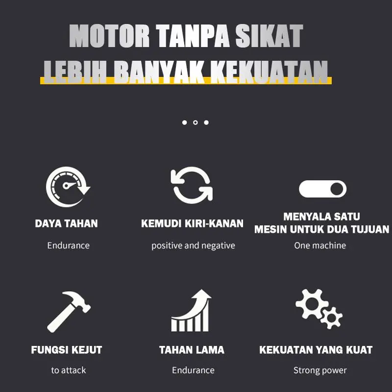 ECOSEN 199VF Mesin Impact Baterai Cordless Impact Wrench  Untuk Memudahkan Pemasangan Baut Pada Roda Motor bor impact set lengkap 6
