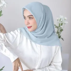 Promo BABY BLUE Hijab Pollycotton Hijab Sqare ( Hijab Warna Baby Blue / Hijab Warna Ice Blue ) COD