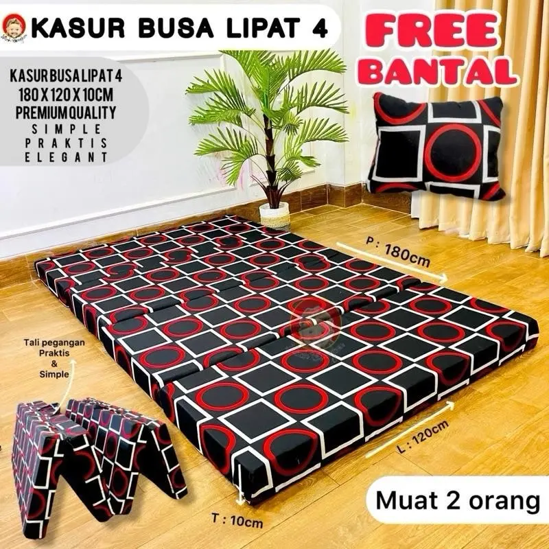 Mbah Blangkon - PROMO !!! KASUR LIPAT 4 FREE BANTAL UK.180x120x10cm TEBAL 10cm NEWW