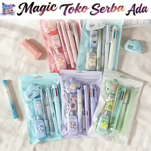 Magic Toko Serba Ada Alat Tulis Set 7 IN 1 Lengkap H1042 ATK Pulpen Pensil Penghapus Dengan Cutter Lucu Bahan Berkualitas Desain Menarik Cocok Untuk Anak Sekolah Dan Kantor