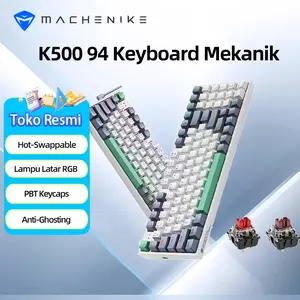 MACHENIKE K500 Keyboard Mechanical Wired 90% Layout 94 Keys RGB Backlit Hot-Swappable Anti-Ghosting untuk Laptop PC Komputer Red/Brown Switch