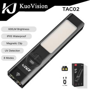 Lampu Suluh EDC, dengan Cahaya Putih 600LM, Lampu Hitam UV dan Pencahayaan Warna RGB, Tapak Magnetik, Klip Dua Hala, Penunjuk Bateri, Sesuai untuk Perkhemahan, Kerja Keselamatan dan Kegunaan Kecemasan