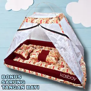 Kasur Bayi Kelambu Set Bantal Guling dengan Sarung Tangan Baru Lahir - Motif Karakter Tebal Empuk - Model Terbaru 2025 Newborn