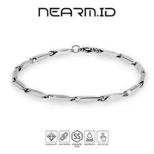 Gelang Titanium Model Padi Pria Wanita Silver Bracelets Kulit Hadiah Aksesoris Perhiasan Couple
