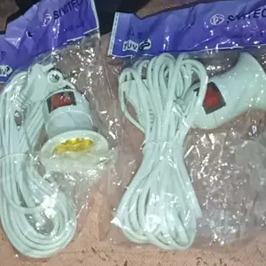 Fitting Lampu Gantung E27 Putih 5 Meter dengan Switch ON/OFF & Kabel 3M/5M untuk Rumah dan Fitting Merah Saklar