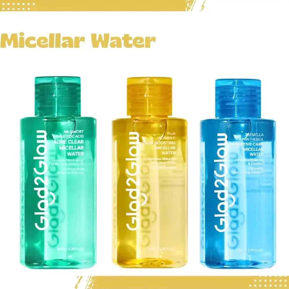Pembersih Makeup Kulit Sensitif Glad2Glow Tremella Panthenol Micellar Water 130 ml - Facial, Muka, Kering, Pelembab, Wajah, Cleansing, Cleanser