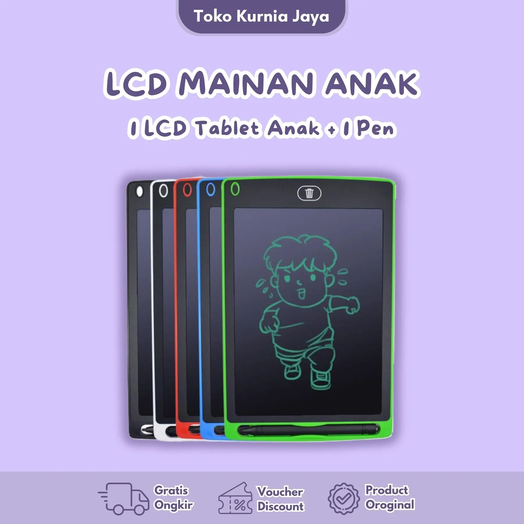 [KJ] Tablet Gambar LCD Mainan Anak-Anak Bisa Dihapus Dipakai Berulang Kali Toy - 8.5" LCD Drawing Writing Tablet